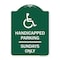 Signmission Handicapped Parking-Sundays W/ Graphic, Green & White Aluminum Sign, 18" x 24", GW-1824-23917 A-DES-GW-1824-23917 - alternate 1